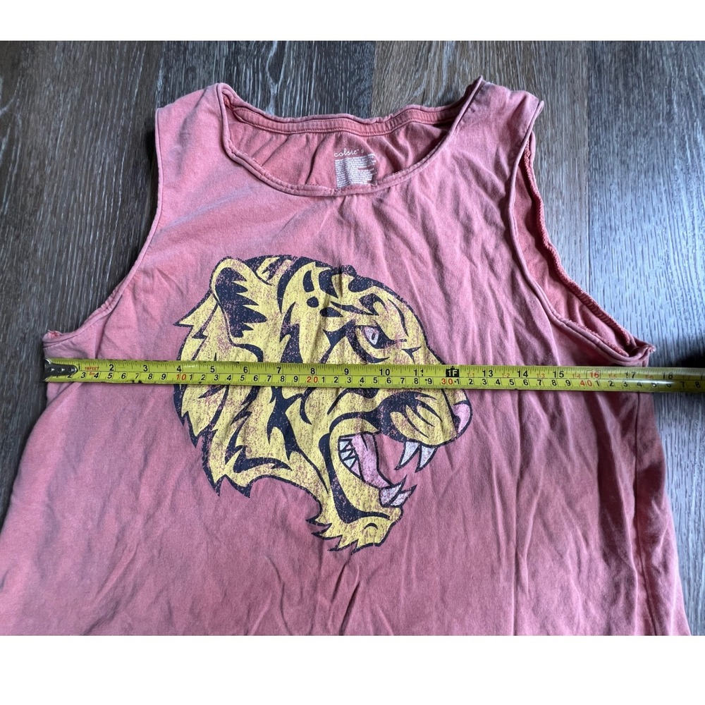 Colsie Graphic Tank Top Womens Small Pink Tiger Print Sleeveless Crop Tee - Picture 3 of 7